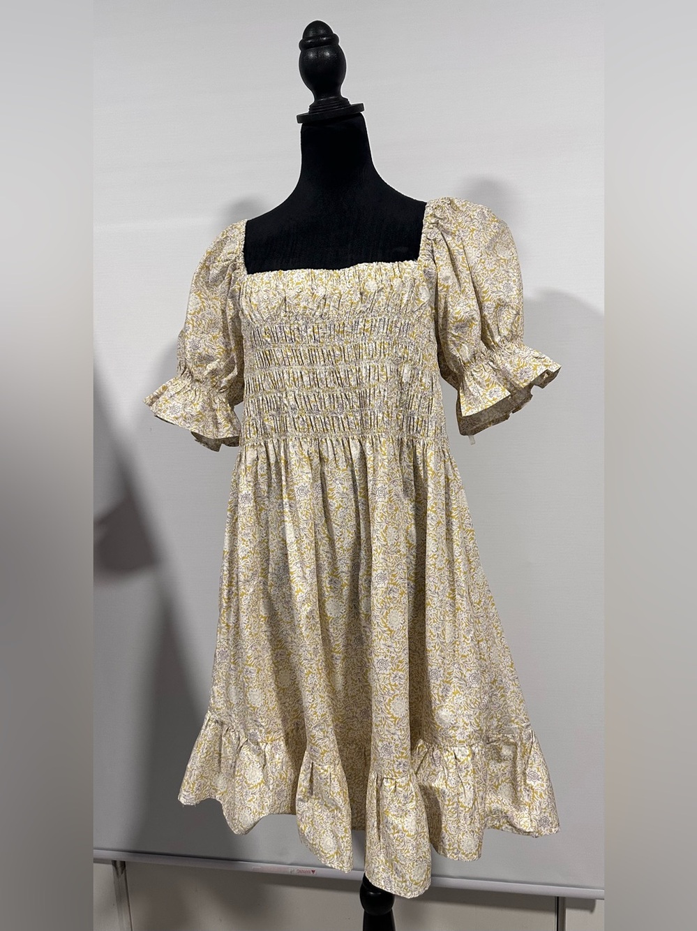 Ces Femme Yellow Floral Smocked Mini Dress